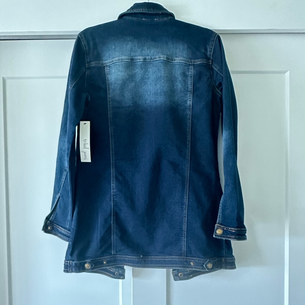 Tribal Blue and Gold Jean Jacket with Modern Oversized Fit - Picture 4 of 4